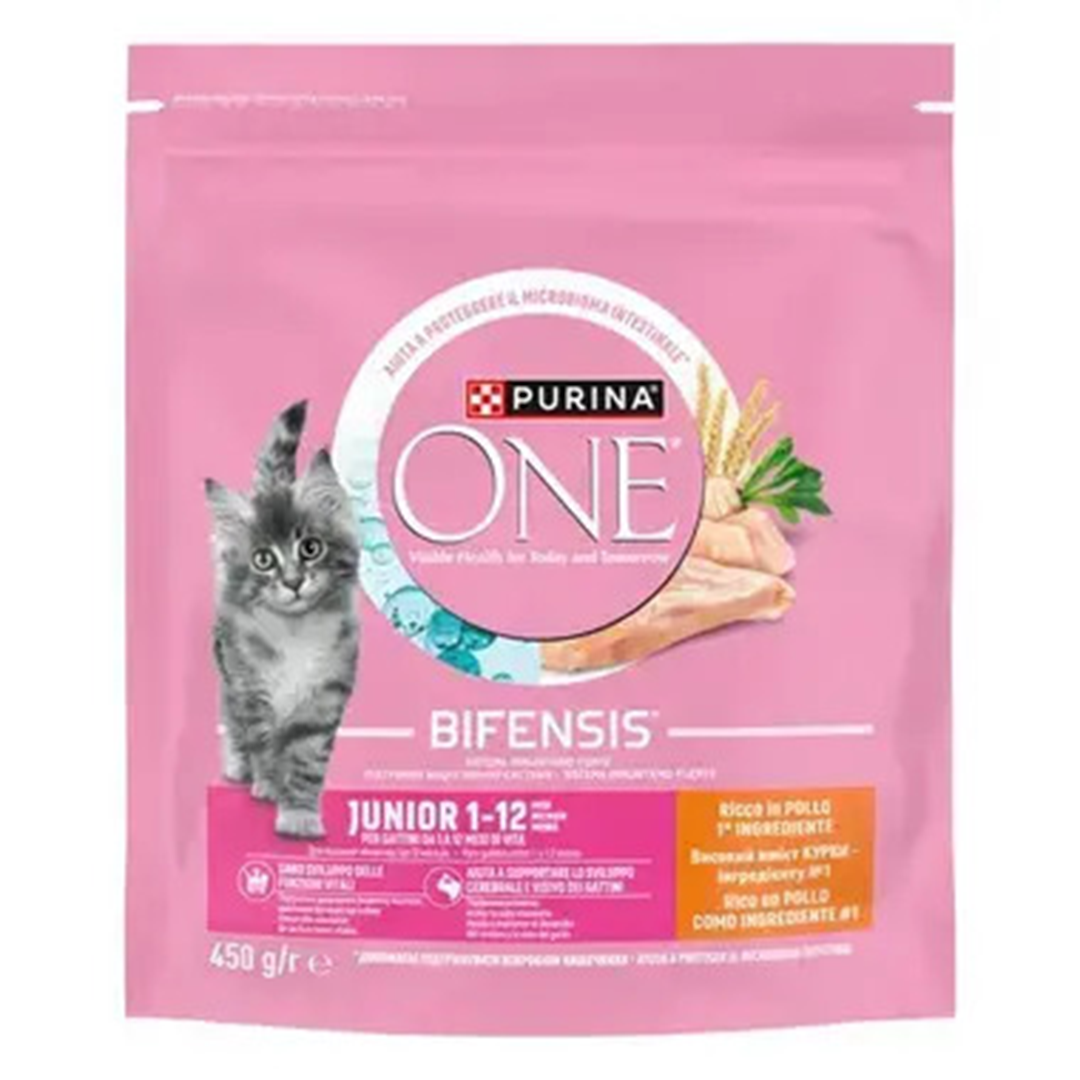 PURINA ONE GATO JUNIOR POLLO&CEREAL 450G
