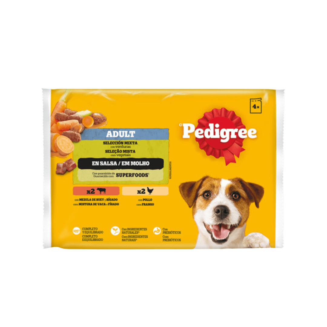 PEDIGREE BOLSITA POLLO BUEY Y VERD 4*100