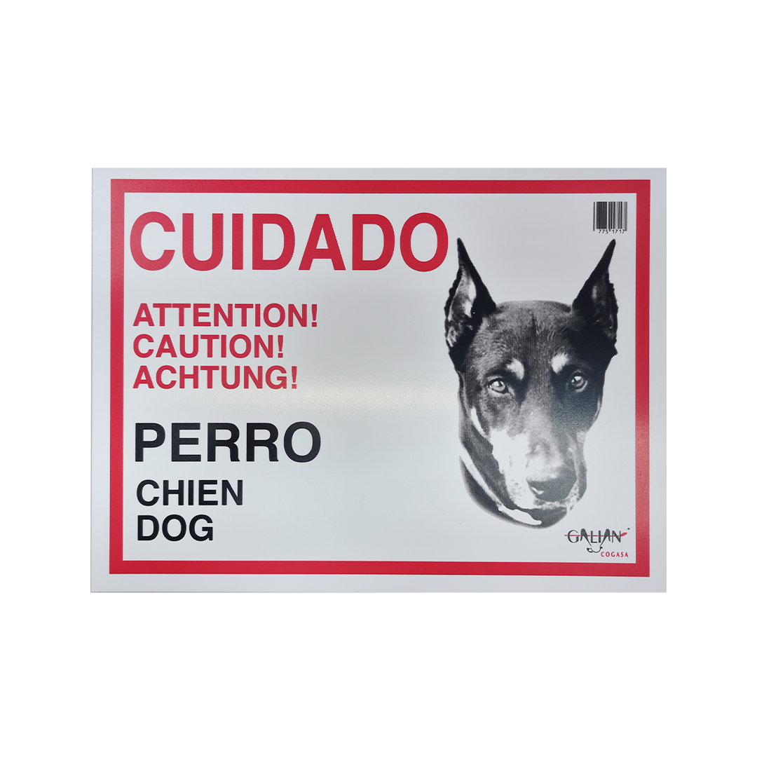 CARTEL CUIDADO CON EL PERRO  DOBERMAN