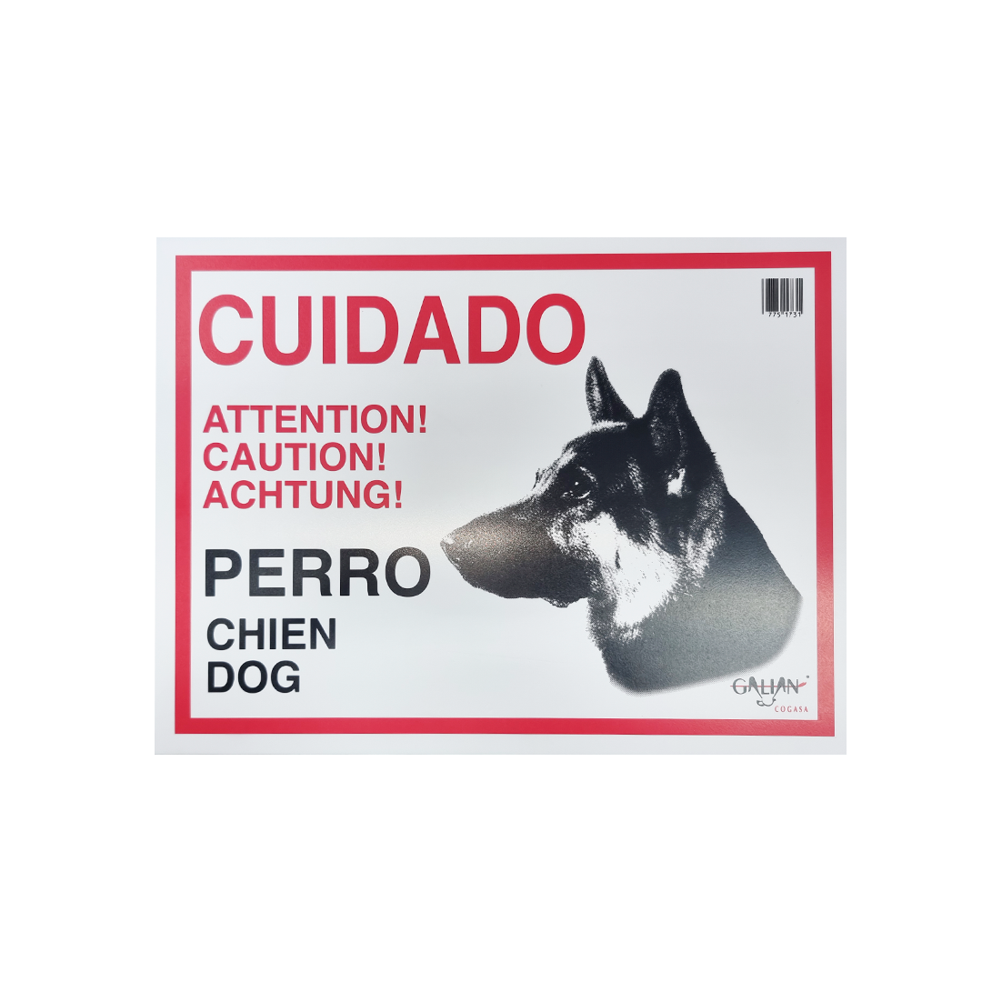 CARTEL CUIDADO CON EL PERROPASTOR ALEMAN