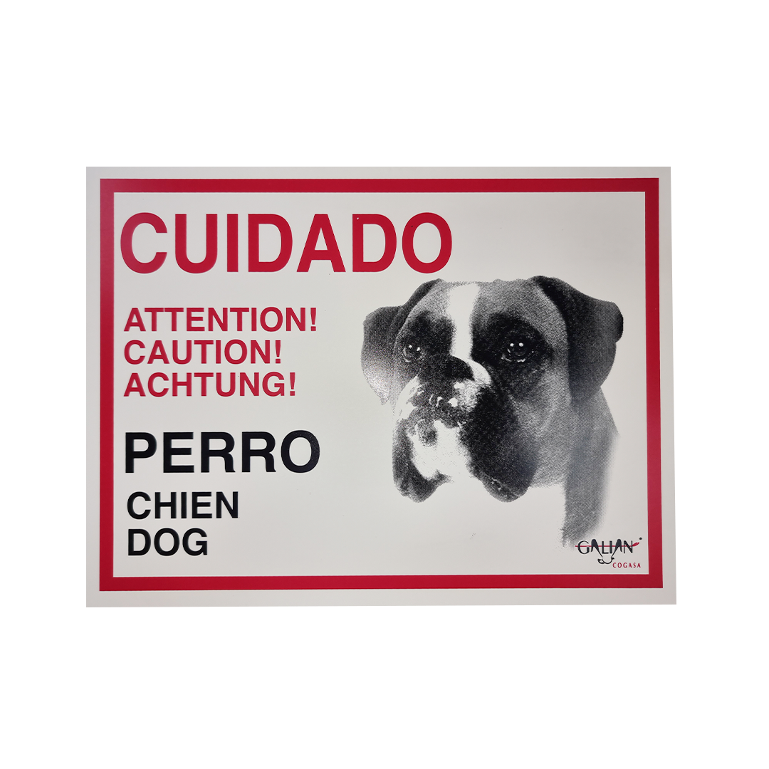 CARTEL CUIDADO CON EL PERRO BOXER