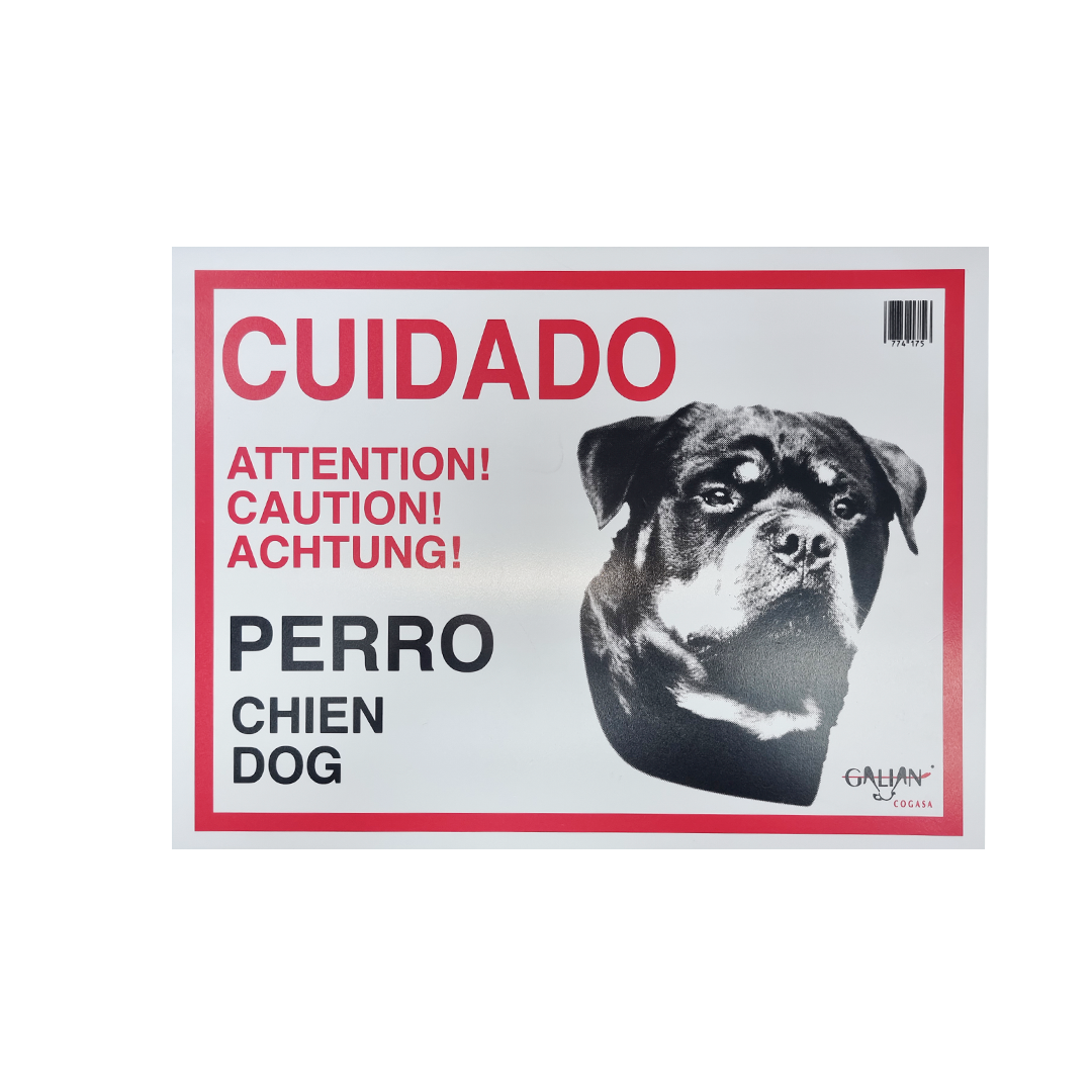 CARTEL CUIDADO CON EL PERRO ROTTWEILER