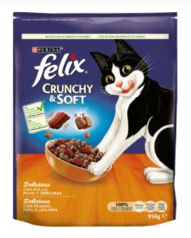 FELIX CRUNCHY&SOFT POLLO,PAVO,VERD. 950G