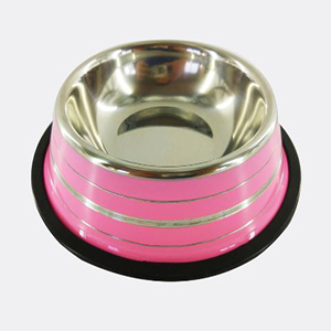 COMEDERO ACERO COLOR ANTIDESLIZANTE 18CM